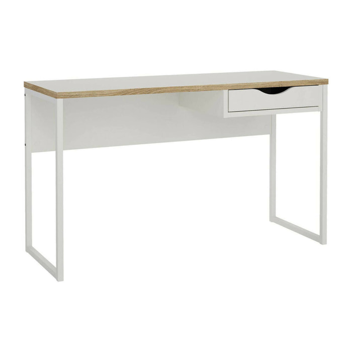 Scrivania Gil, Scrittoio multiuso, Tavolo per ufficio porta PC, Piano di lavoro, 130x48 h77 cm, Bianco