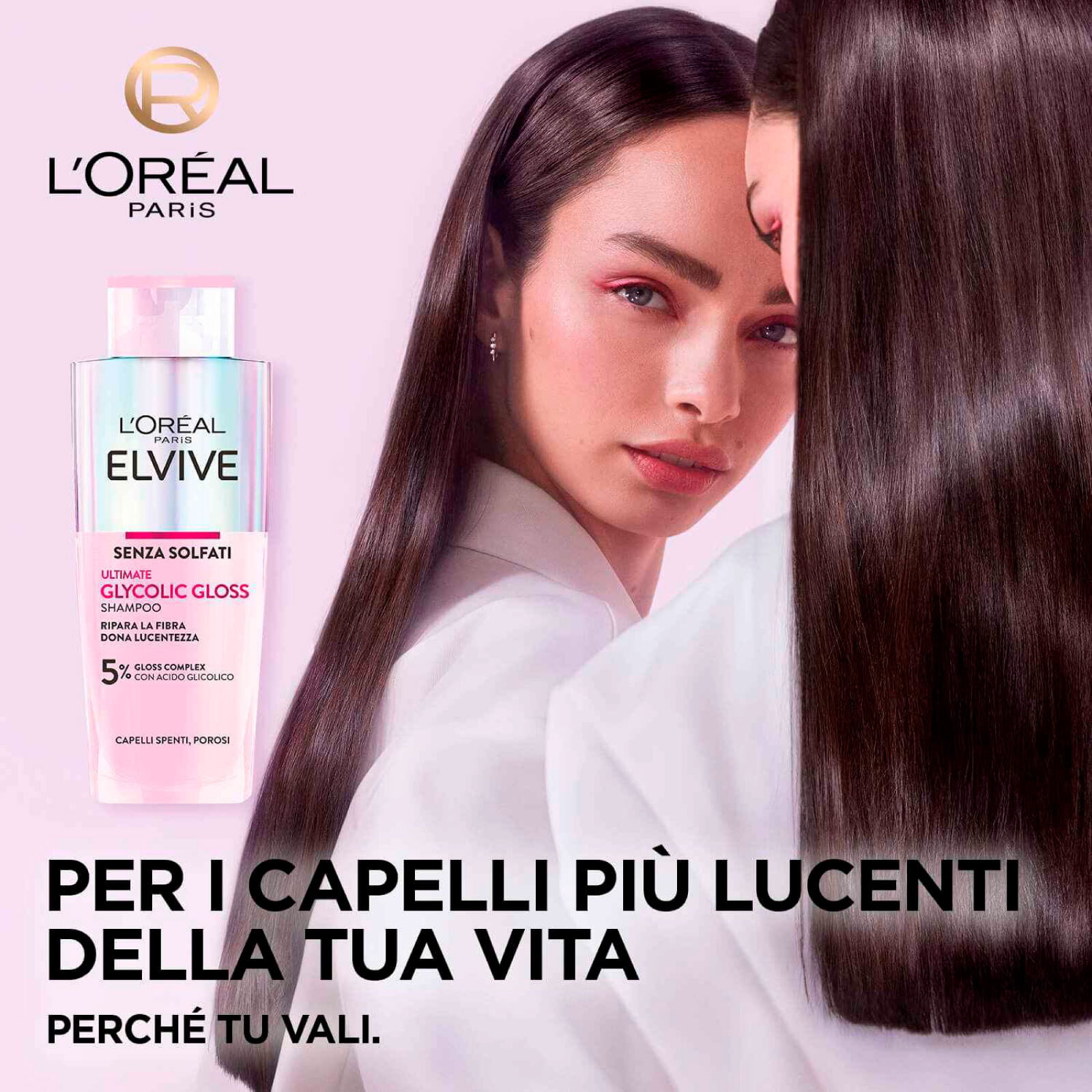 Shampoo Elvive Ultimate Glycolic Gloss con Acido Glicolico per Capelli Spenti e Porosi - Flacone da 200ml