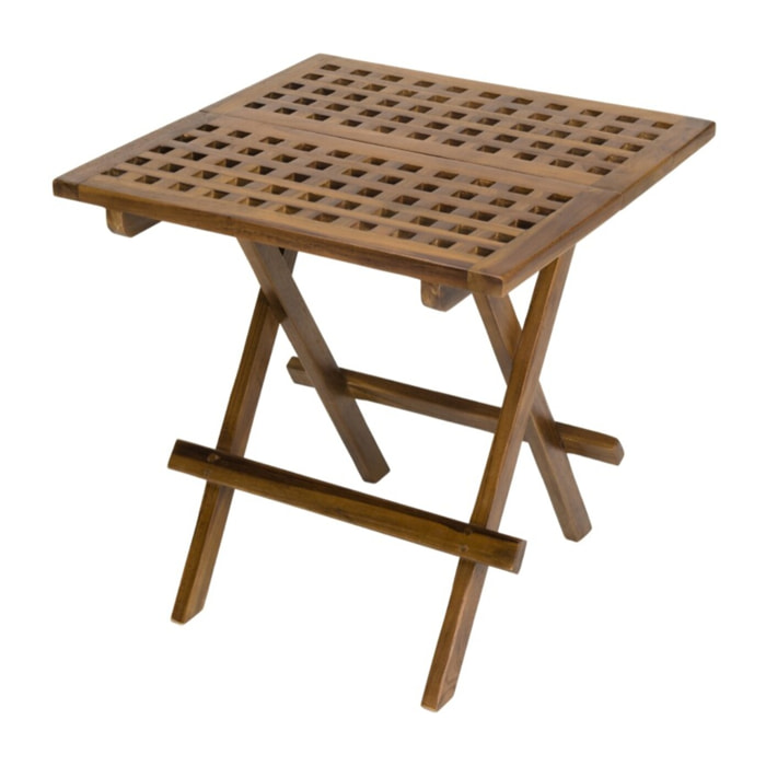 MAEVA - Table pique nique de jardin carrée 50x50cm bois teck huilé