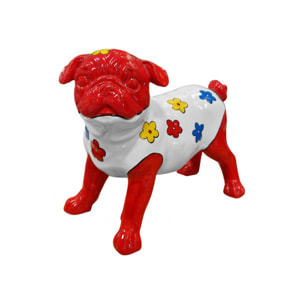 Statuette chien bouledogue rouge en résine H18cm - PUG