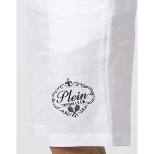 PHILIPP PLEIN Linen Drawstring Shorts Tennis Club