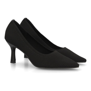 Zapato salón para mujer con tacón, punta fina y tejido elástico