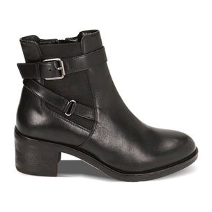 Botines Chelsea de cuero negro hasta el tobillo, tacón de 6 cm