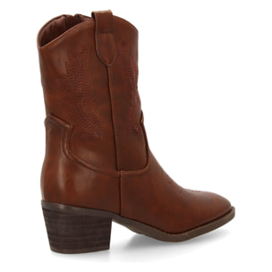 Botín cowboy mujer con bordados laterales