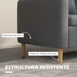 Sofá de 2 Plazas Sillón Moderno Tapizado en Poliéster con 2 Bolsillos Laterales Reposabrazos y Patas de Madera para Dormitorio Oficina Carga 200 kg 143x76x83 cm Gris