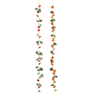 J-Line guirlande Fleurs + Feuilles - plastique - orange/vert - 2 pcs