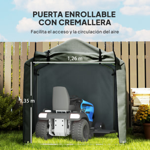 Carpa de Jardín Exterior para Herramientas Bicicletas 2,2x1,57x1,65 m, Cobertizo Exterior con Puerta Desmontable con Cremallera, Impermeable, Anti-UV, Garaje Portátil, Gris Oscuro