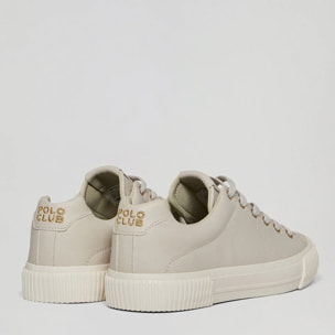 Zapatilla Habana de piel sintética color beige para mujer con detalles Polo Club