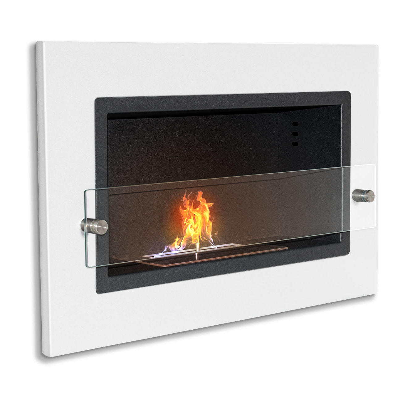 Adriano - Caminetto a bioetanolo da incasso con 1 bruciatore da 1.5L 64x40cm bianco