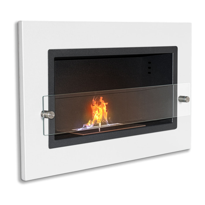 Adriano - Caminetto a bioetanolo da incasso con 1 bruciatore da 1.5L 64x40cm bianco