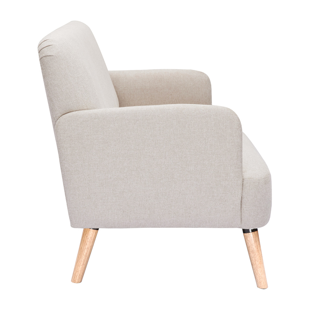 Canapé scandinave 2 places en tissu effet velours texturé beige et bois clair ISKO