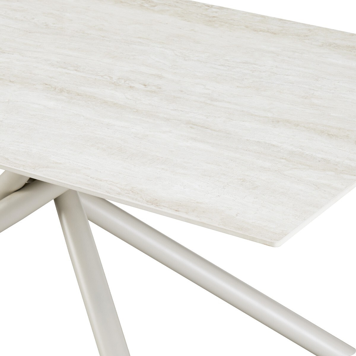 Table à manger 8 couverts en céramique effet Travertin - NEVEL
