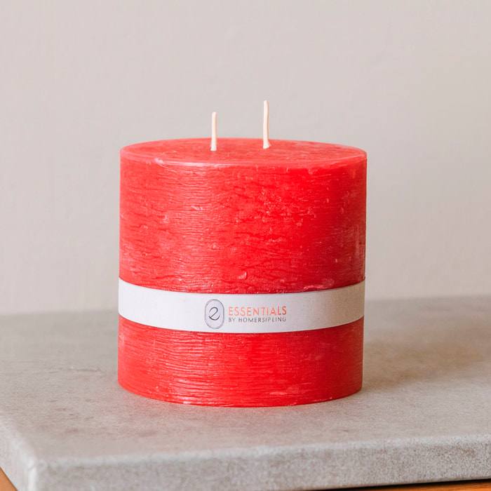 Vela Pilar Rojo Ø14x14cm con 75h de combustión