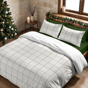 Housse de couette avec pressions Green Windowpana