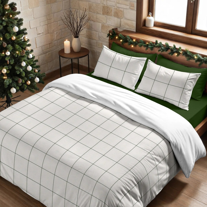 Housse de couette avec pressions Green Windowpana