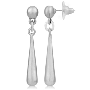 Pendiente plata largo con lagrima en plata