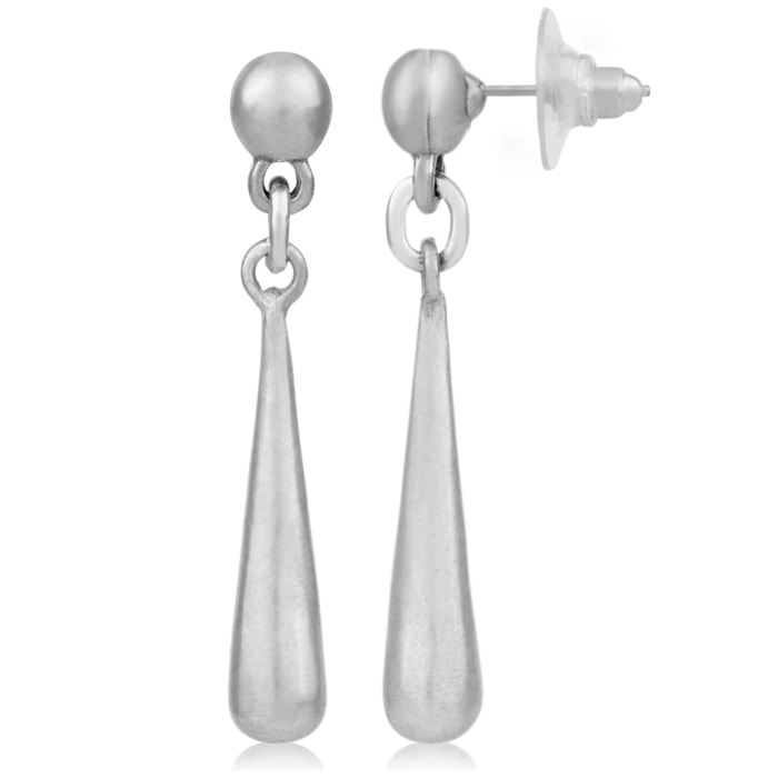 Pendiente plata largo con lagrima en plata