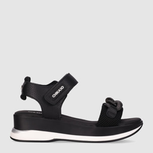 Sandalias de Piel Sintética - Negro - Tacón: 5 cm