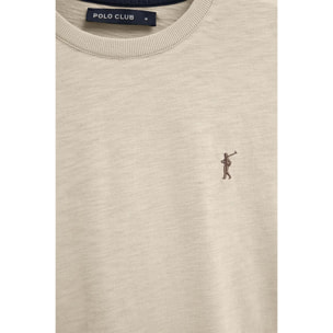 Camiseta beige de manga corta y corte holgado con logo Rigby Go