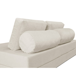 Lonny - Canapé 3 places convertible en velours côtelé - Beige