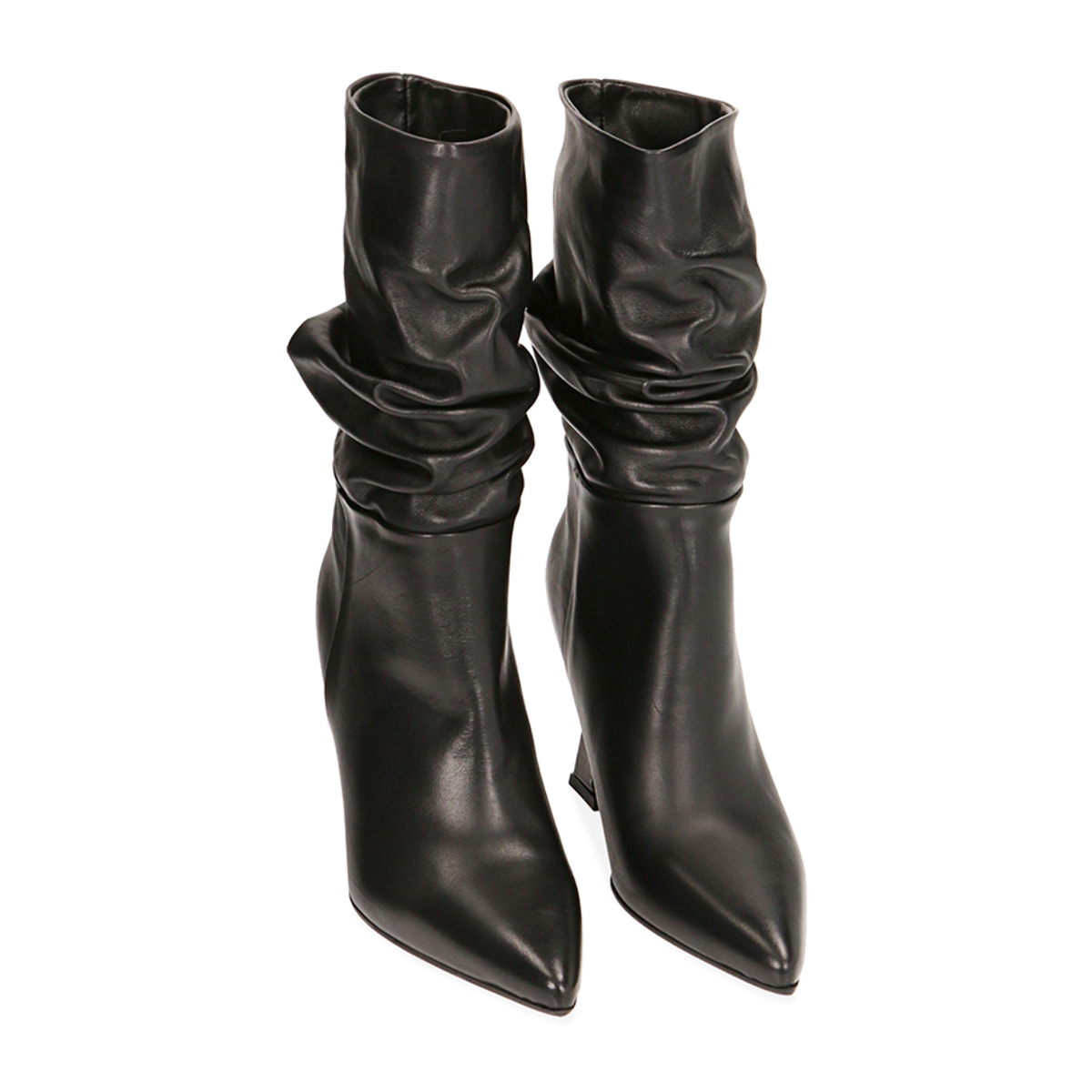 Ankle boots neri in pelle, tacco 8,5 cm