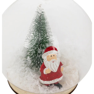 Photophore boule à neige Père Noël H.15cm verre
