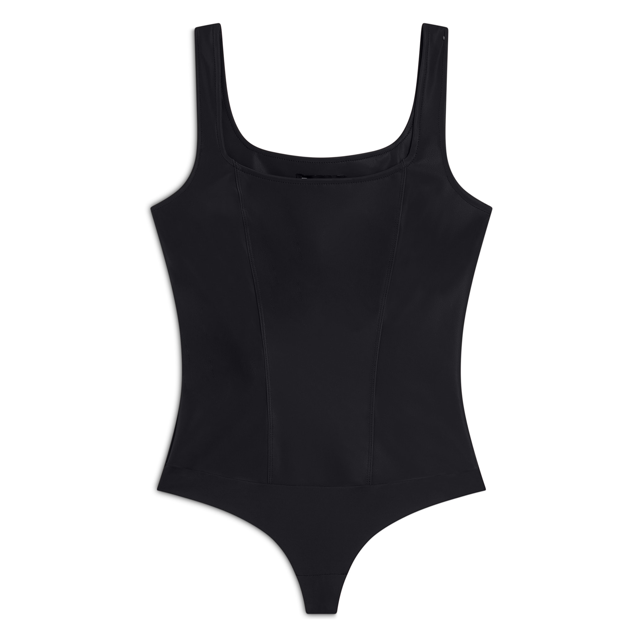 Body scollo quadrato in similpelle lucida