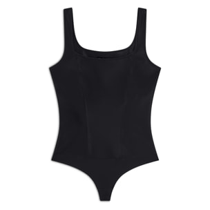 Body scollo quadrato in similpelle lucida