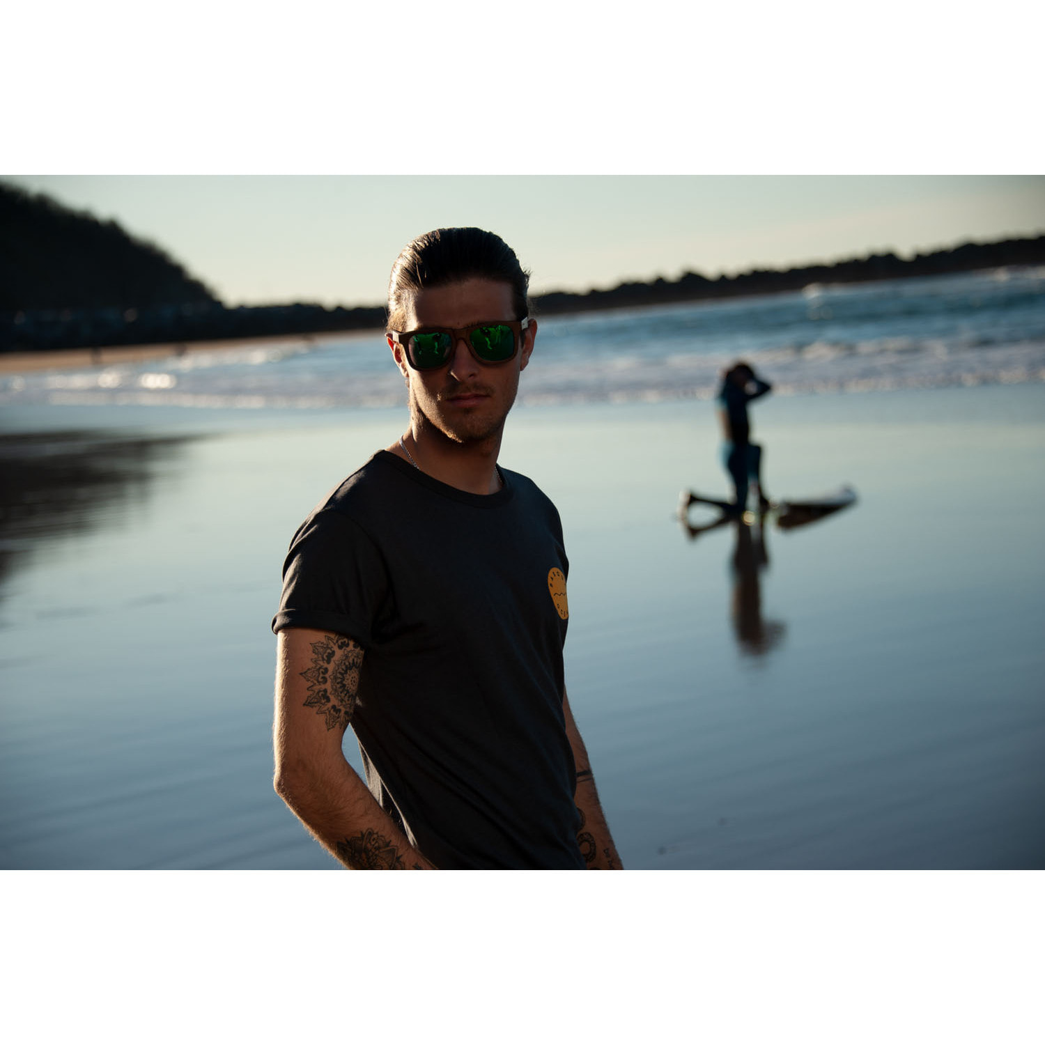 Gafas de sol OCEAN VICTORIA - Bambú marrón oscuro / Polarizada verde revo