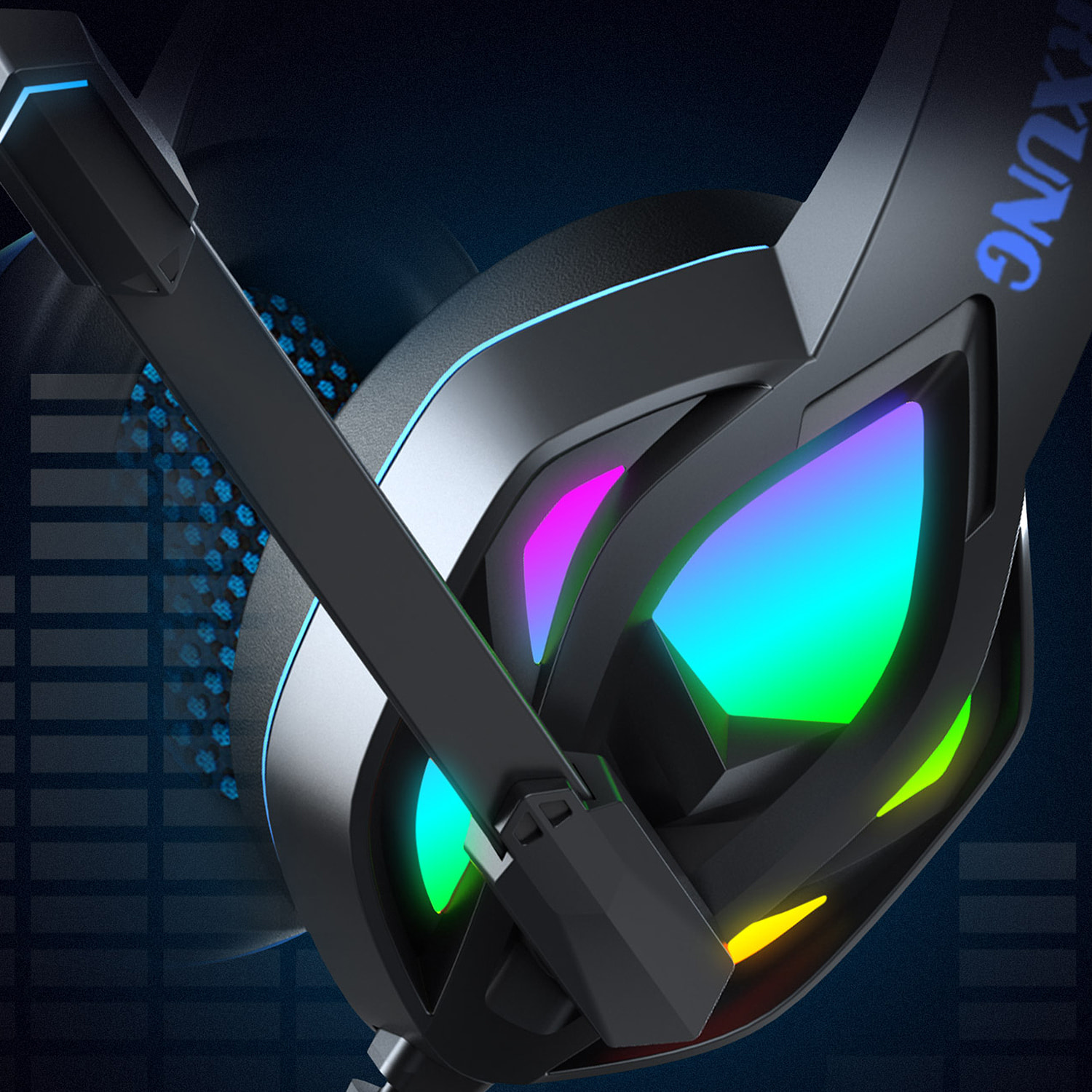 Cuffie premium ultra flessibili H1003. 10 luci RGB COMPLETE. Cuffie da gioco con connessione micro, minijack per PC, laptop, PS4, Xbox One, cellulare, tablet.