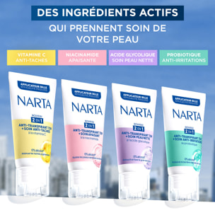 Narta Tube Roll-On 2-en-1 Anti-Transpirant 72H + Soin au Probiotique Anti-Irritations 50 ml