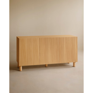 Buffet avec 3 portes en bois de placage de chêne naturel de 160x40cm Hauteur: 85 Longueur: 160 Largeur: 40