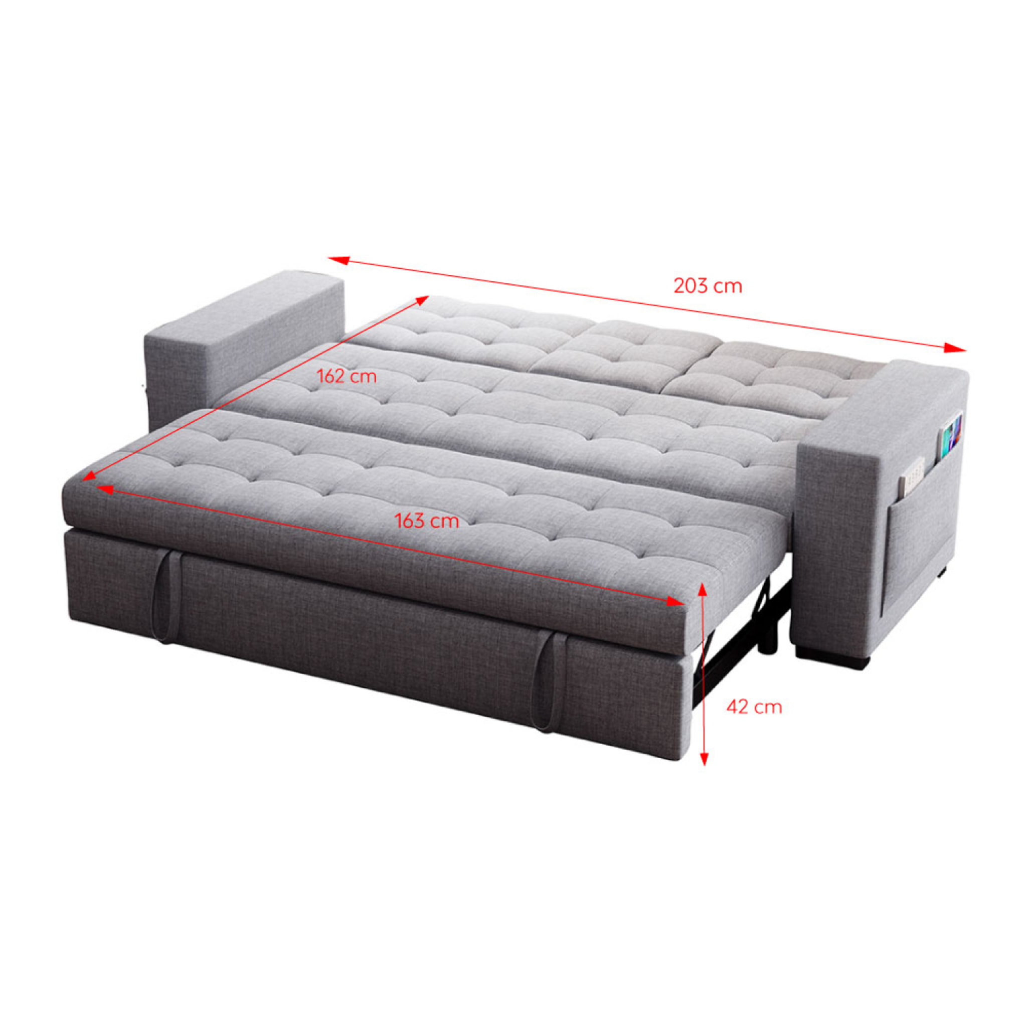Canapé convertible gris foncé avec rangements TILIA