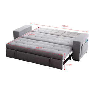 Canapé convertible gris foncé avec rangements TILIA