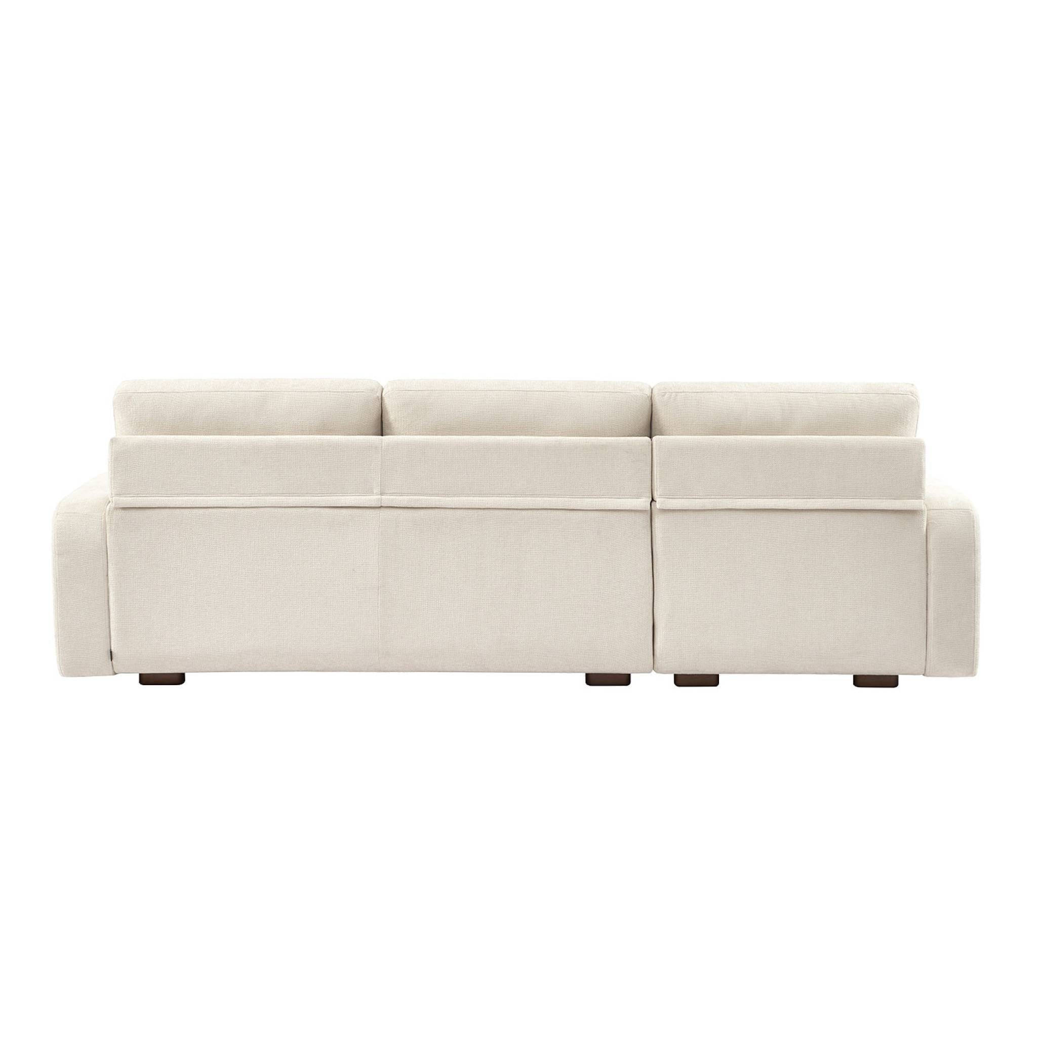 Canapé d'angle gauche 3 places tissu blanc cassé L 260 x P 88 / 139cm / x H 87cm - Dany