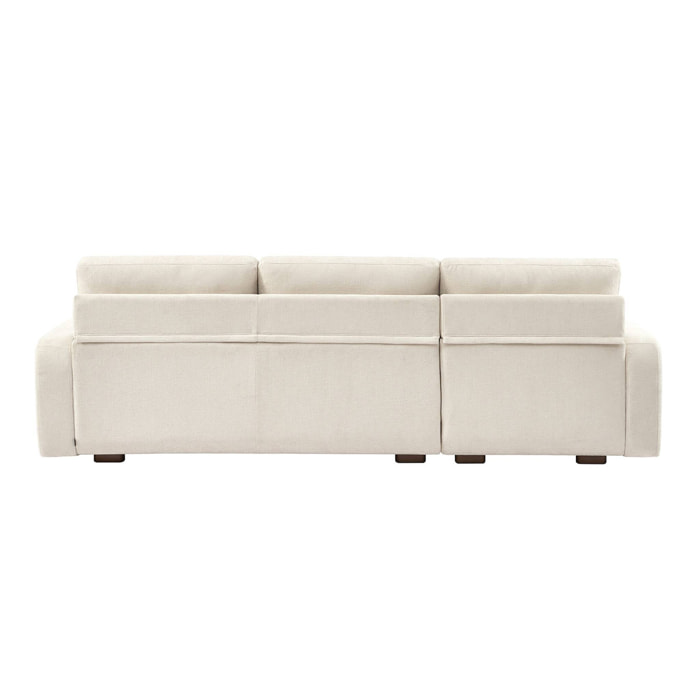 Canapé d'angle gauche 3 places tissu blanc cassé L 260 x P 88 / 139cm / x H 87cm - Dany