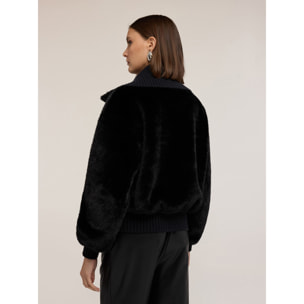 Motivi - Giubbotto effetto teddy con collo alto - Nero