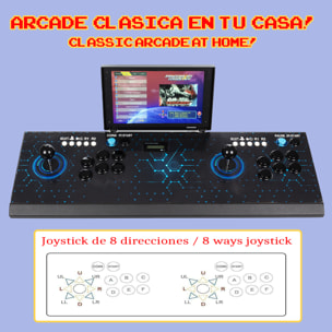 Pandora Box Forrest con schermo da 10 pollici. Emulatore con più di 4000 giochi classici installati, console arcade classica, macchina arcade. 2 manopole analogiche.