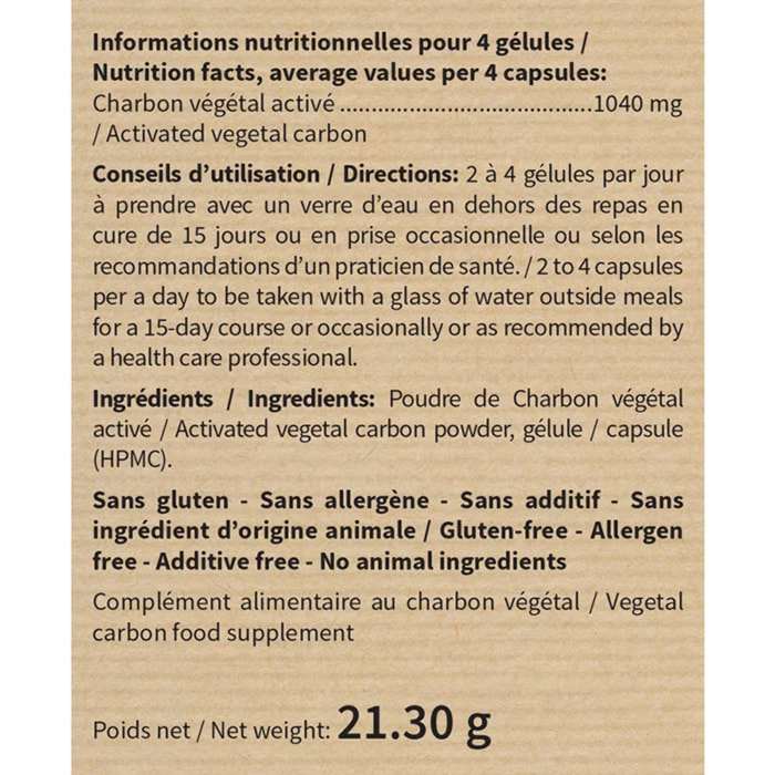 NUTRIEXPERT - Charbon végétal activé – Aide à détoxifier et assainir l'organisme - Apaise les sensations de ballonnements et flatulences - Vegan - Extraits de plantes - Lot de 3 produits