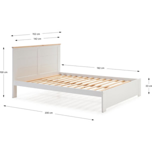Lit adulte avec tête de lit en bois - NEVEA