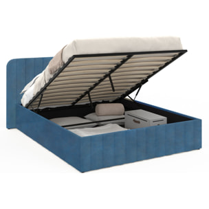 Lit coffre Valentina 140x190cm velours bleu
