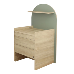 Commode à langer évolutive en bureau - décor bois chêne sépia forme arche