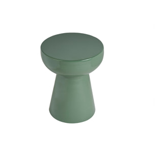 Table d'appoint ronde en métal émaillé vert kaki D34 cm MOGOU