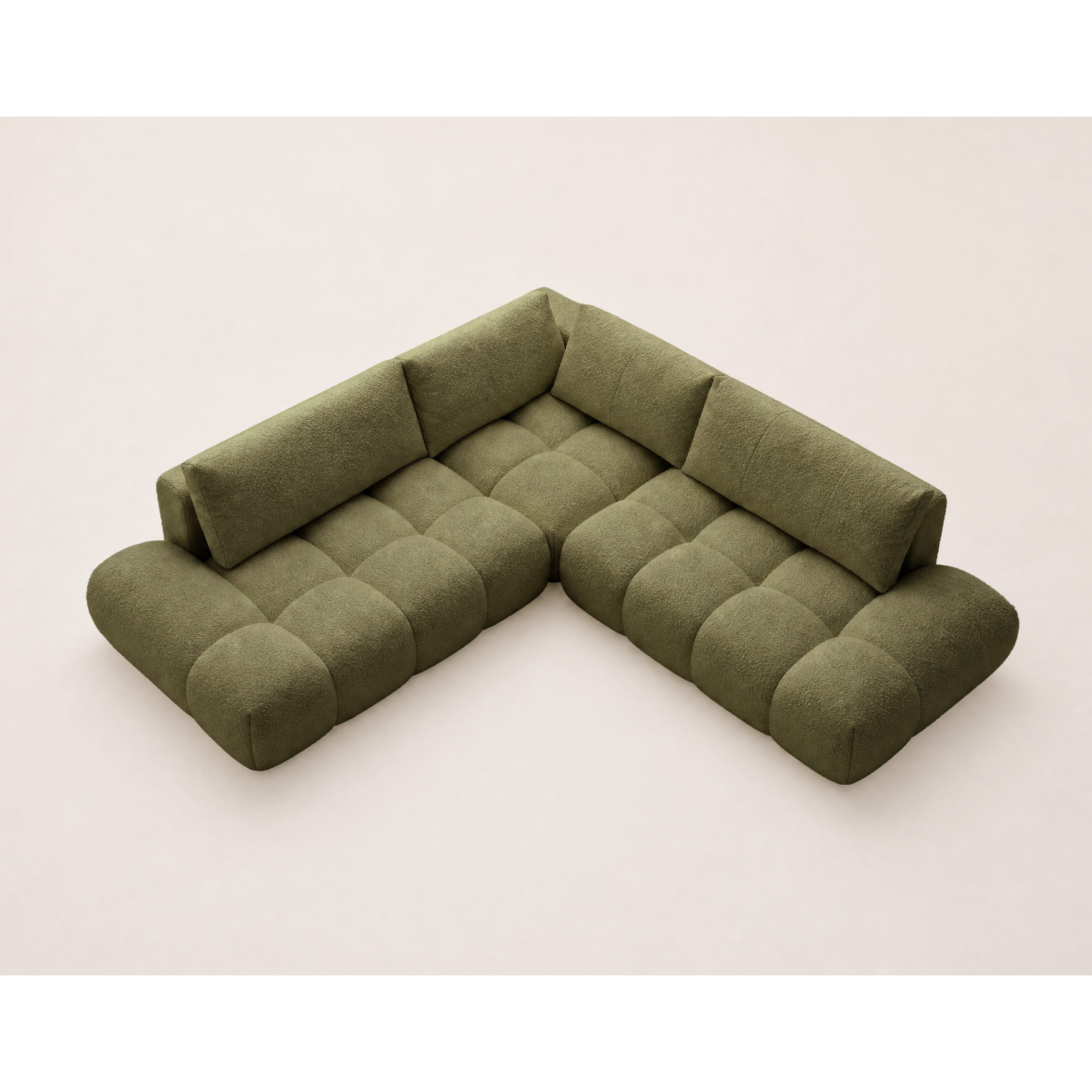 Yulin - Canapé d'angle L 5 places convertible avec coffre en tissu bouclette - Vert