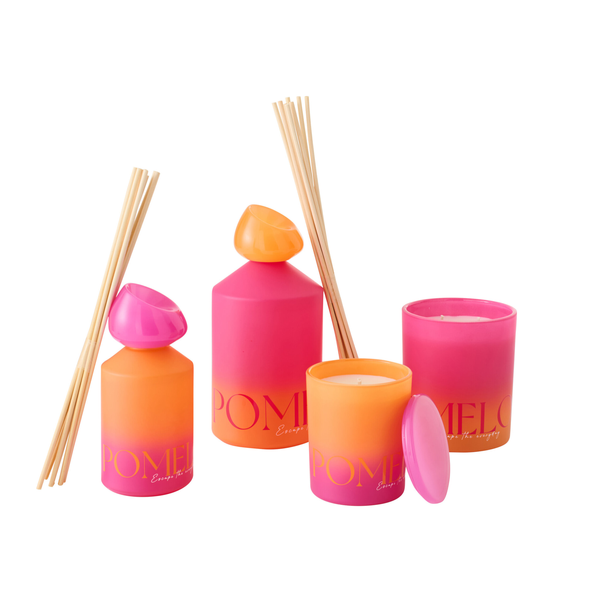 J-Line Bâtonnets parfumés Oasis Solvant - Summer In The Air -verre - orange/rose - large