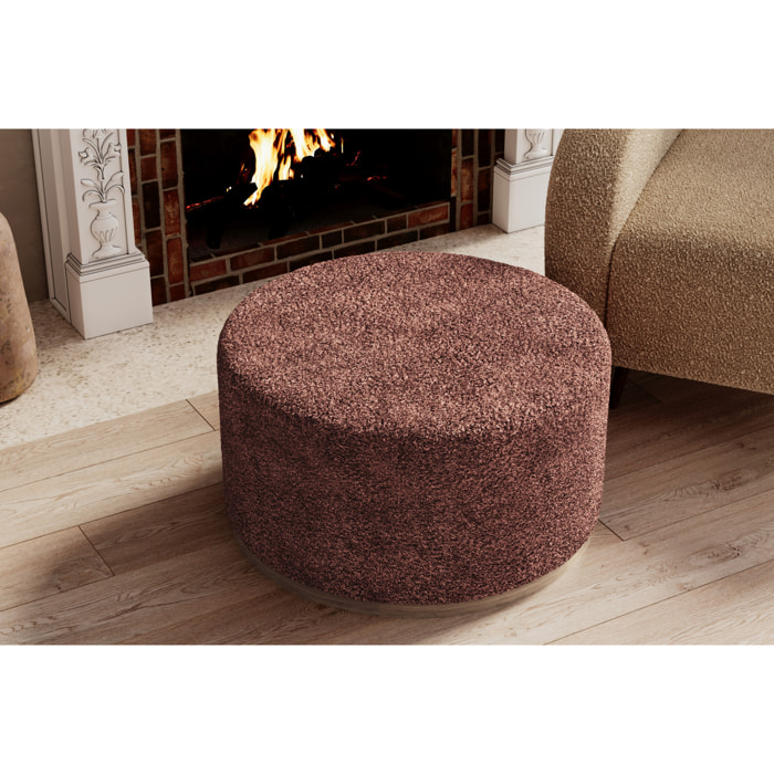 Grand pouf rond ottoman en bouclette