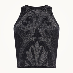 METALLIC JACQUARD CROP TOP