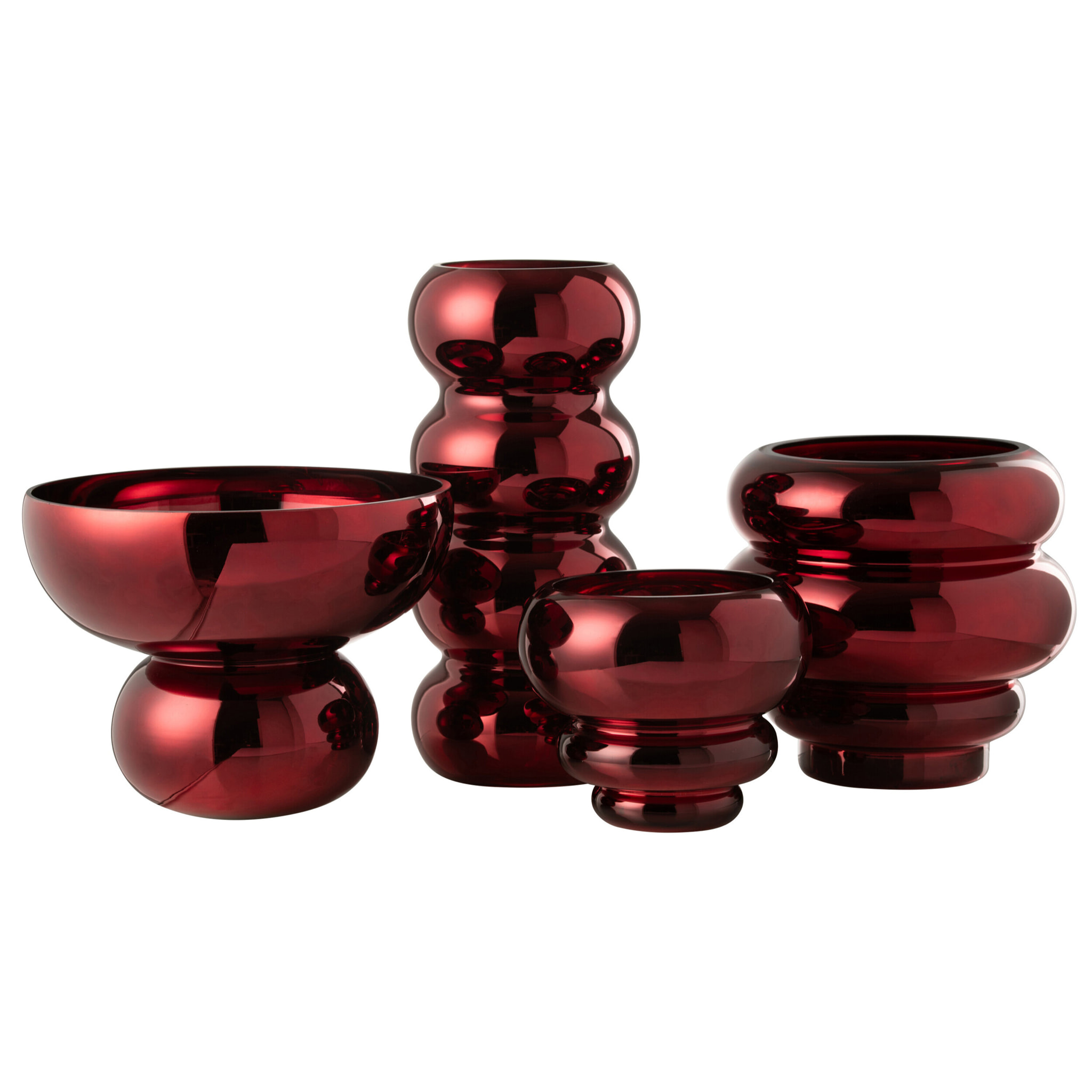 J-Line bol Sur Pied Arrondi - verre - rouge foncé