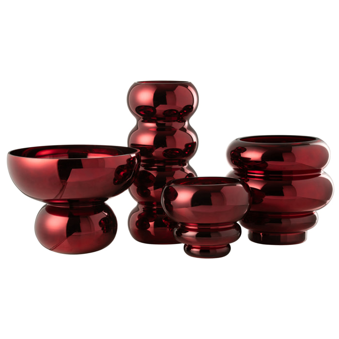 J-Line bol Sur Pied Arrondi - verre - rouge foncé