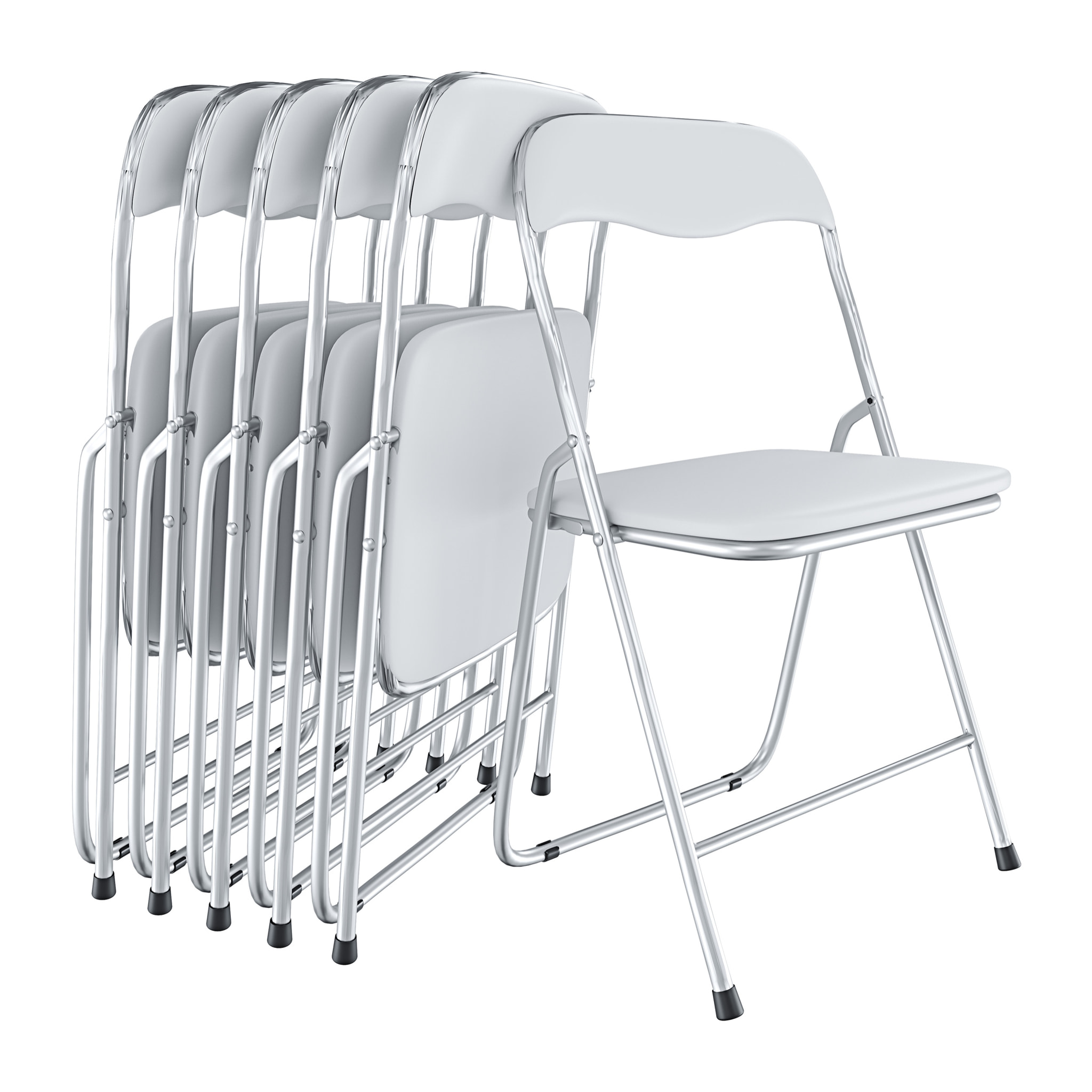 Set da 6 Sedia Pieghevole Slim in Metallo Sedie Salvaspazio Ufficio Casa Campeggio Salotto Cucina Ecopelle Comoda Seduta Imbottita 78x44x44 cm Bianco